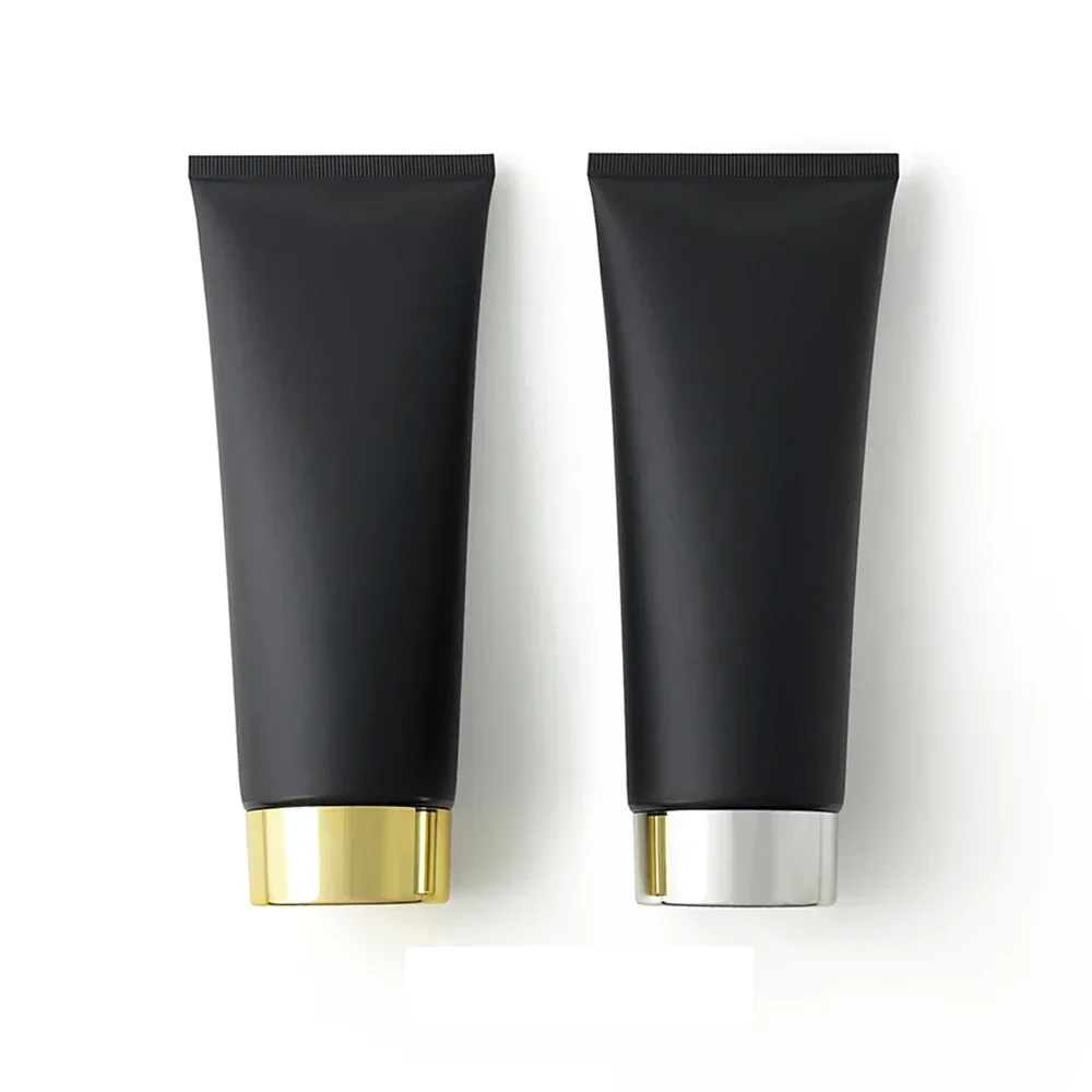 

200g Matte Black Plastic Squeeze Bottle 200ml Refillable Cosmetic Container Empty Shower Gel Cream Lotion Soft Tube