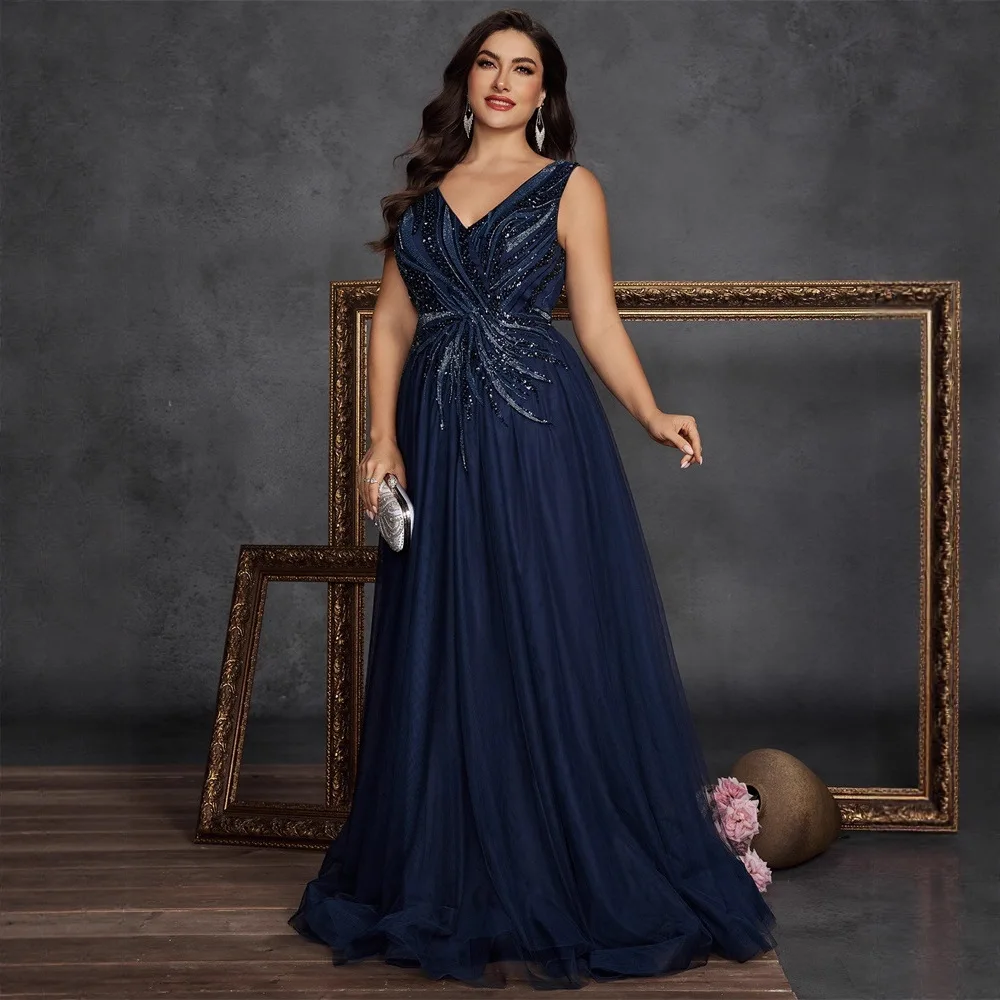 ชุดราตรีปักลายสำหรับคุณแม่ ไซส์พลัส สำหรับงานพรอมหรืองานเลี้ยง ออกแบบเซ็กซี่สำหรับสาวอวบอัด ผ้าไหมเอวต่ำ