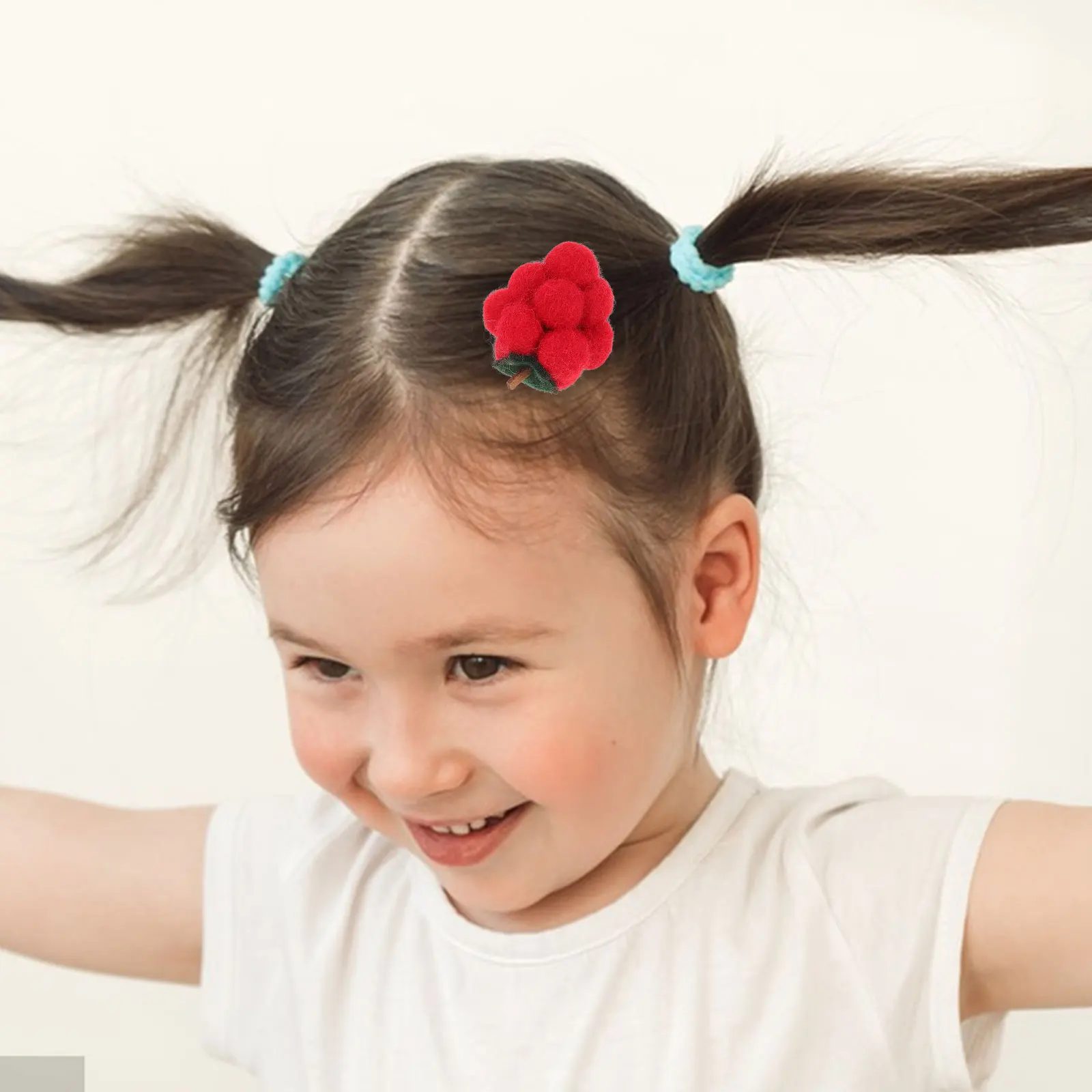 

3pcs Simulated Fruit Felt Hairpins Cute Cartoon Hair Clips Adorable DIY Crafts Accessories Lightweight Durable Red Child