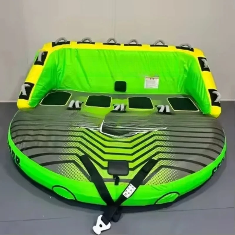 Inflatable 4 Person Water Ski Tube, Towable Power Sports Rope Board for Outdoor Water Activities