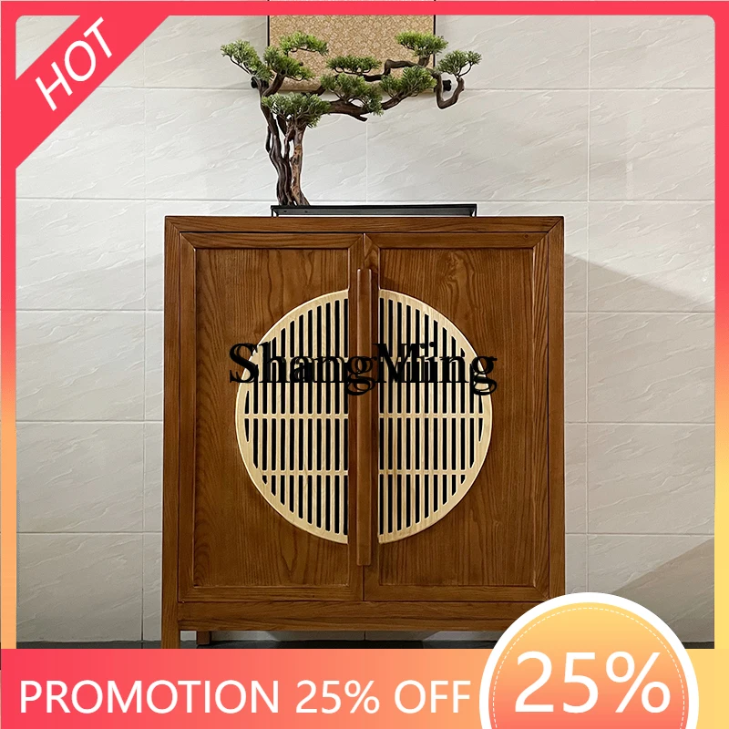 

CL Chinese style solid wood porch dining side cabinet simple locker log tea cabinet