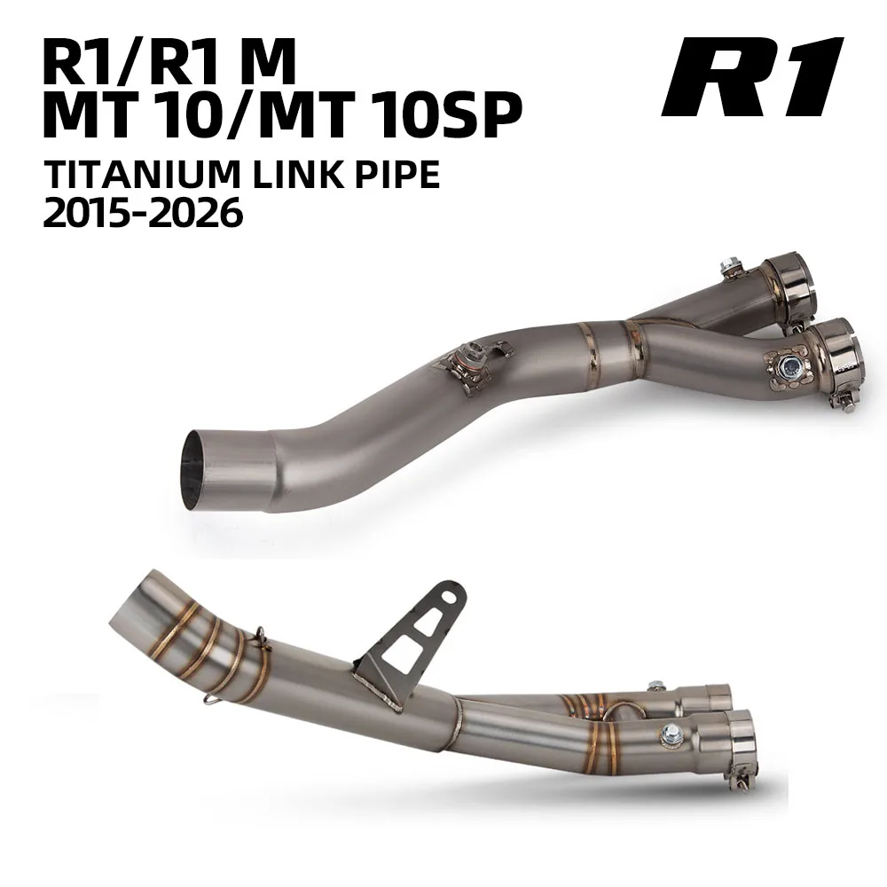 Image of Motorrad-Auspuffadapter Mittelrohr Verbindungsrohr für Yamaha YZF-R1/R1M MT10 MT10SP MT-10/SP 2015-2026 Racing-Auspuffrohr-Kit