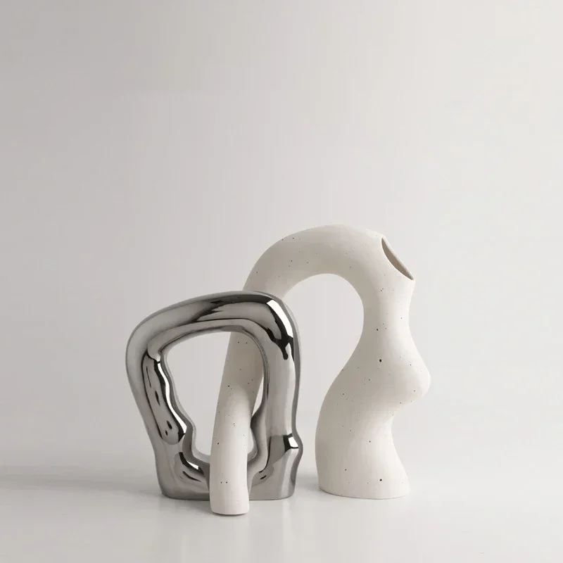 

Hot Saleshot Sale New Nordic High Sense Alien Color Two-piece Flower Implement Ornaments Creative Special Shaped Ceramic Art Vas