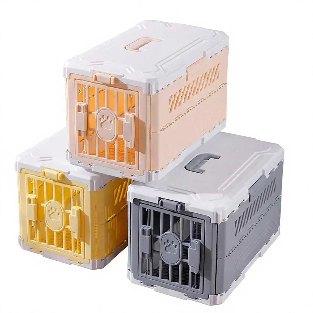 Pet transport case Plastic foldable suitcase 3kg capacity Portable ventilated cage with safety lock Suitable for automobile