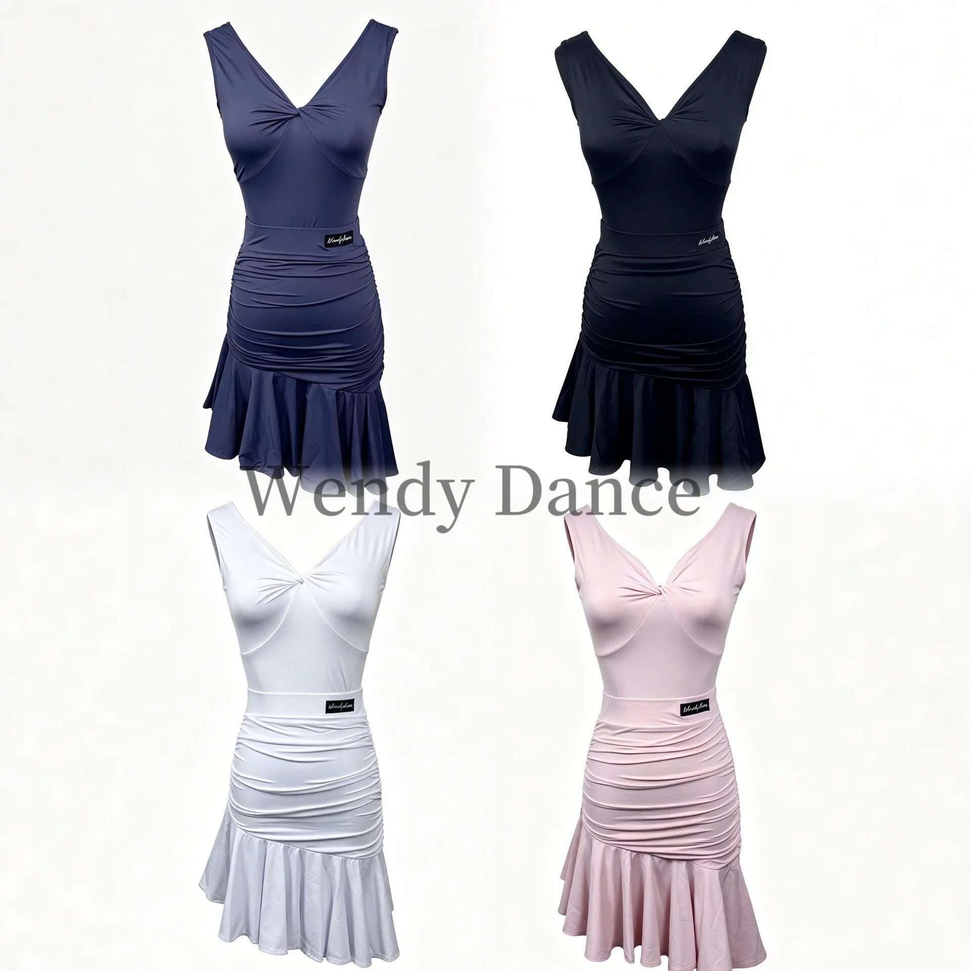 Ropa de Baile Latino para Mujer, Body sin Mangas con Cuello en V, Falda Plisada, Ropa de Práctica para Adultos, Disfraz de Baile de Rumba y Chacha SS2783