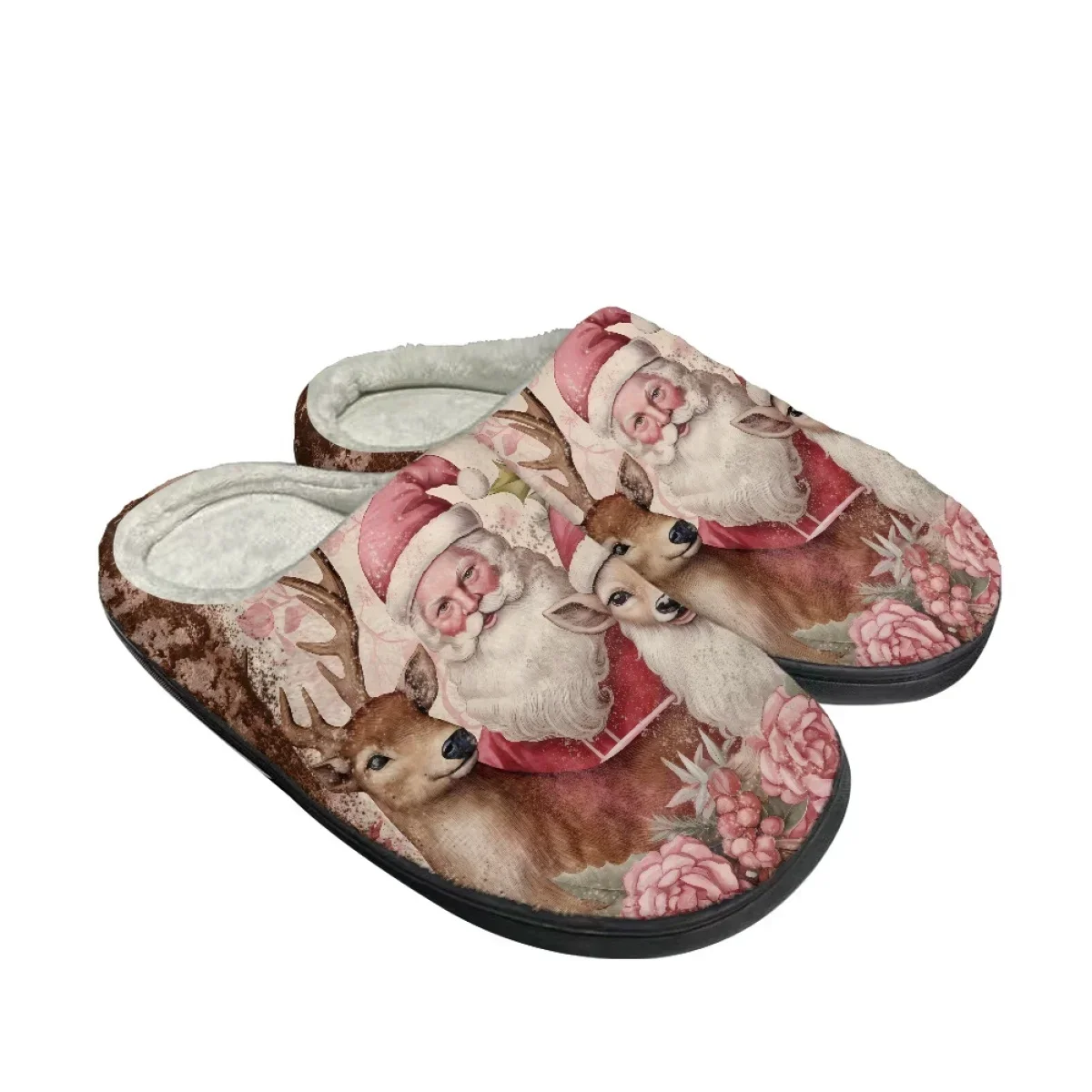 Zapatillas planas de algodón con diseño de Papá Noel para Mujer, chanclas cálidas para interiores y dormitorios, Otoño e Invierno