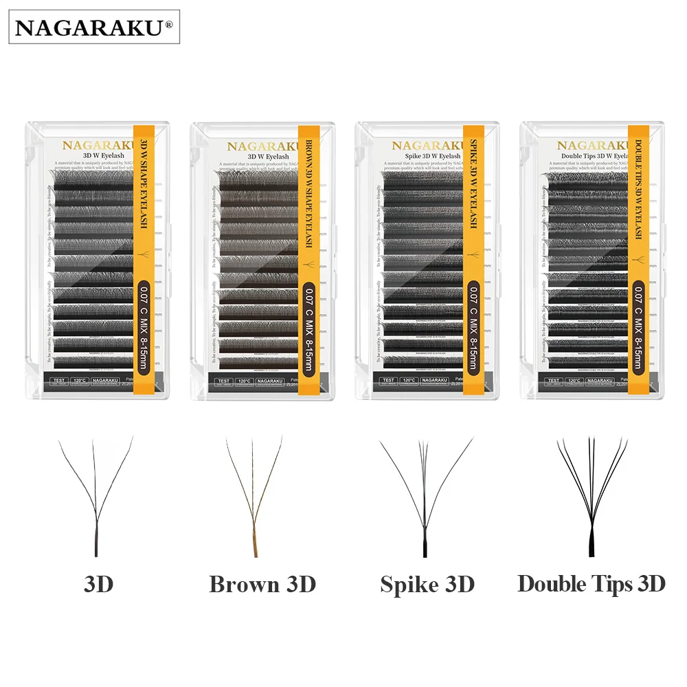 NAGARAKU Automatic Flower W volume Shape Bloom 3D Premade Fans Natural Soft Light Individual Lashes Full Dense faux mink cluster