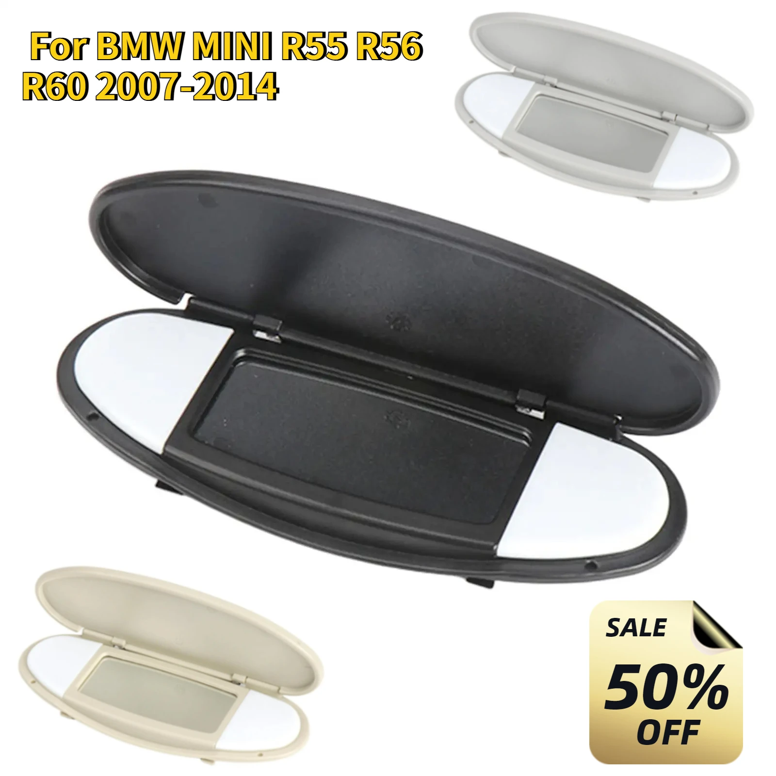 

With Light & Mirror Glass Sun Visor Mirror Car Sun Visor Makeup Mirror Cover for BMW MINI R55 R56 R60 2007-2014 51167361833