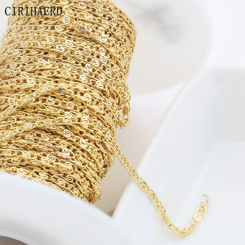 

Women's Necklace Flat Chain 14K Gold Plated Brass Thin Chains For DIY Jewelry Bracelet Making Supplies Fashion Snakebone Chains