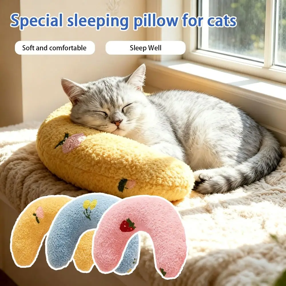 New U-Shaped Cat Toy Pillow Fabric Moon Shape Cat Sleeping Mat Thickened Neck Support Pet Pillow Dog Resting