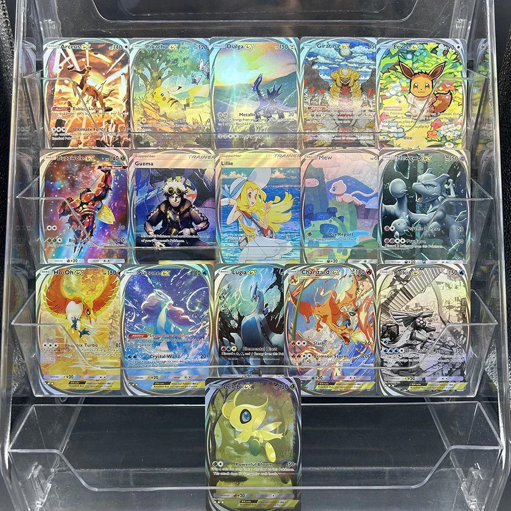 

Карманная коллекционная карта «сделай сам» с героями мультфильмов PTCG Celebi Ex Eevee Ex Dialga Ex Lillie TCG, английская карта без фольги, подарочные игрушки для детей