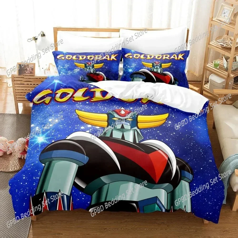 Anime Goldorak Grendizer UFO Robo Comfortable Duvet Quilt Cover Pillowcase Bedding Set Children Bedroom Decoration Home Textile