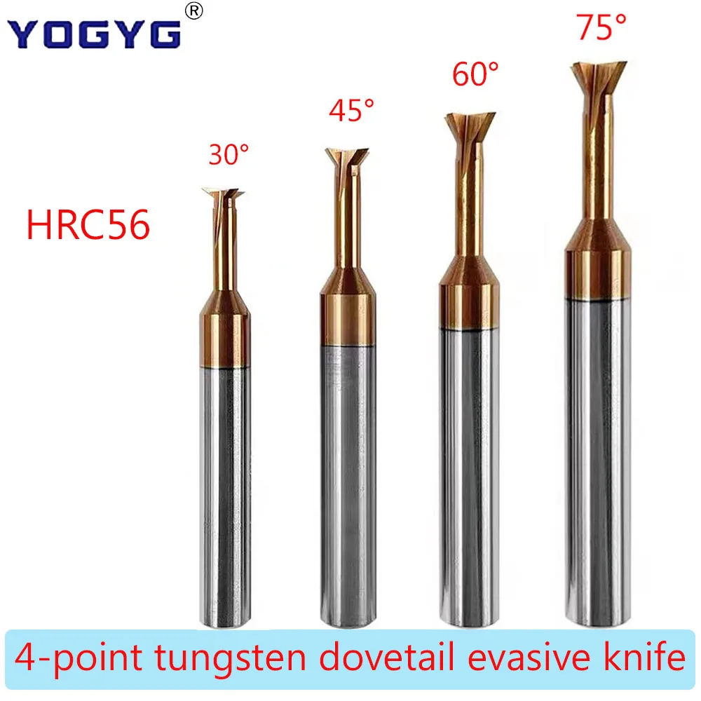 

HRC56 Carbide Dovetail Milling Cutter 30 45 60 75 Degree 1.5-16mm 4F Tungsten Steel End Mills Chamfer Milling Cutters For Steel