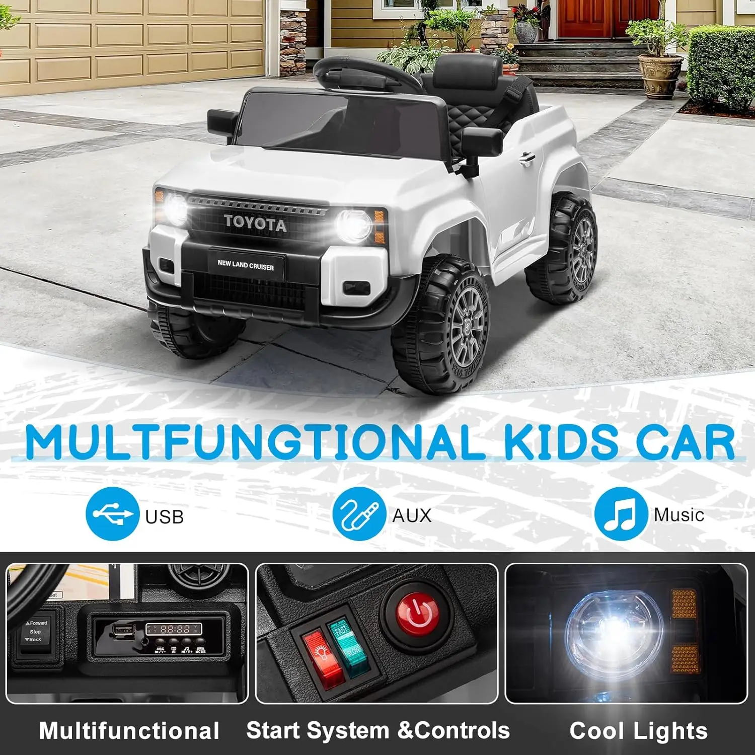 12V 乗用車、リモコン付き幼児用ライセンス電気トラック、開閉可能なドア付き子供用バッテリーカー、3 スピード、LED