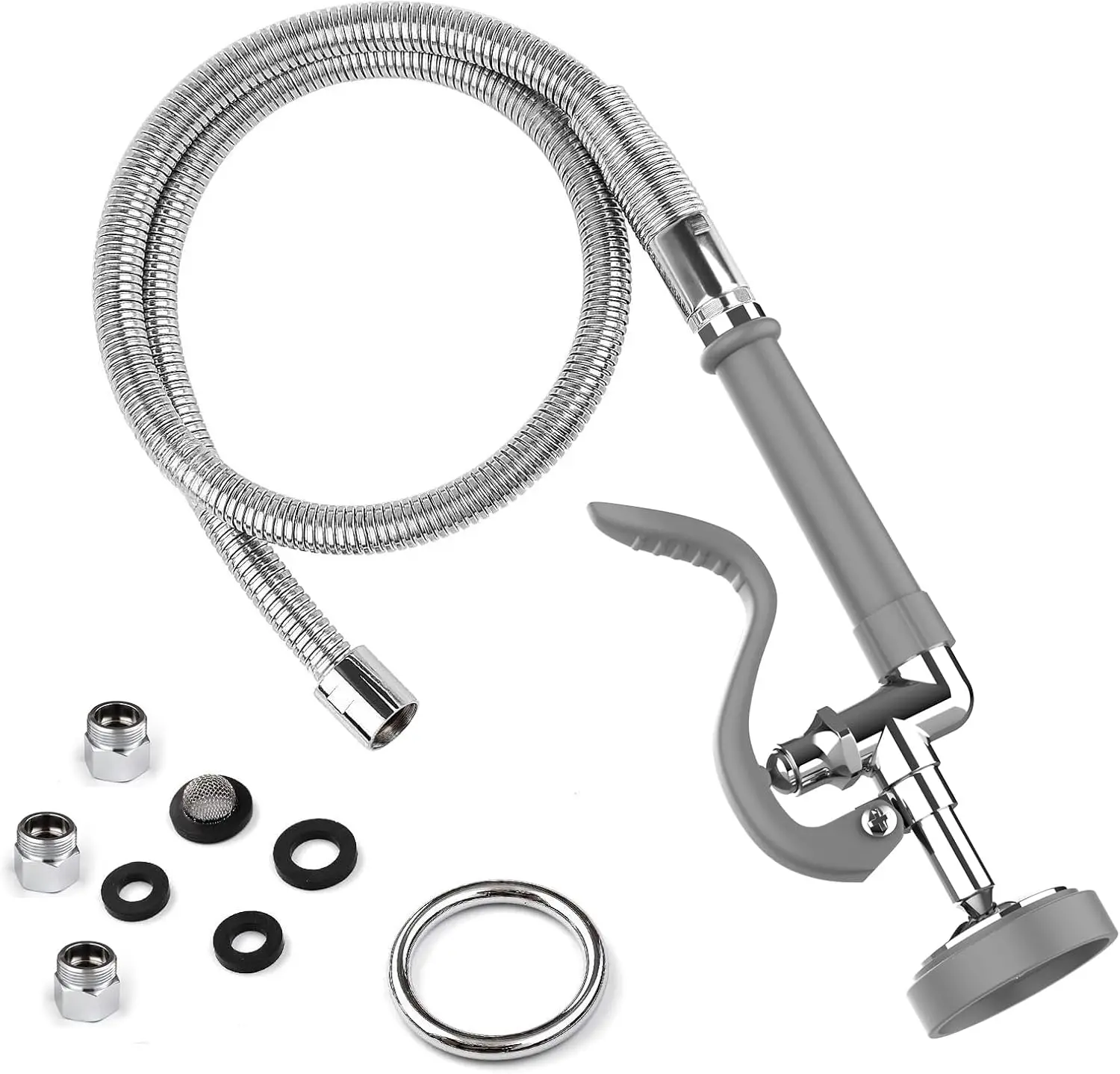 

45" Pre Rinse Sprayer with Flexible Stainless Steel Hose and 3 Adapters for Commercial Kitchen Sinks
