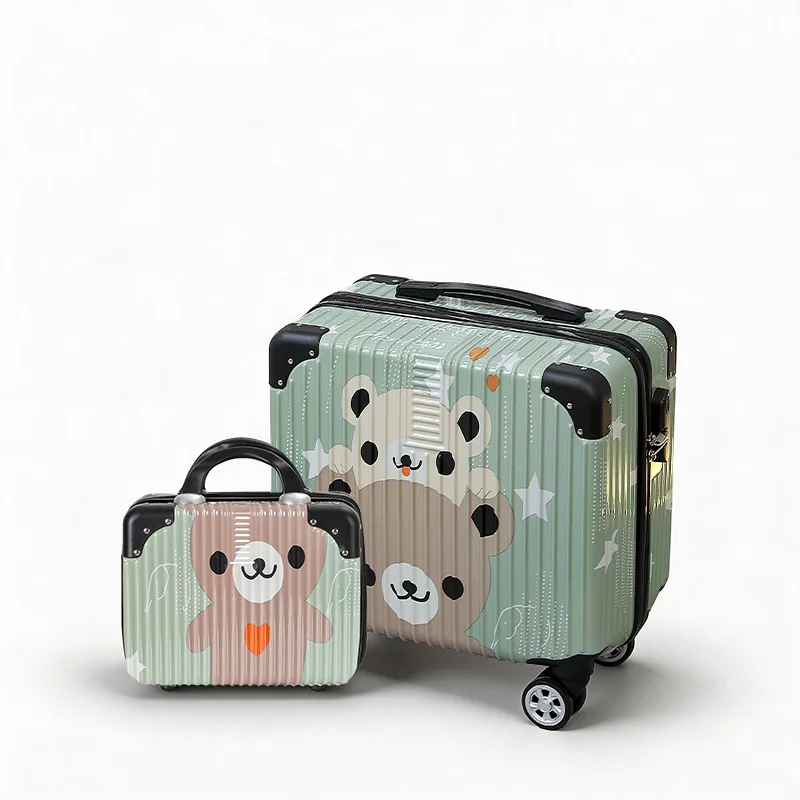 18 inch silent wheel luggage, hand-held makeup bag, two-piece set, convenient for business travel, can be used for registration view 2