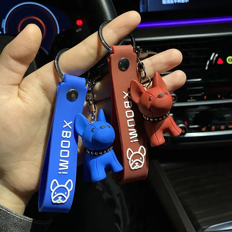 INS dogfight dog key chain pendant cute and creative dog car key chain couple key ring schoolbag pendant