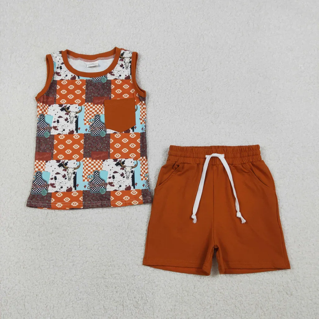 

Western Howdy Skull Bull Boys Shorts Set