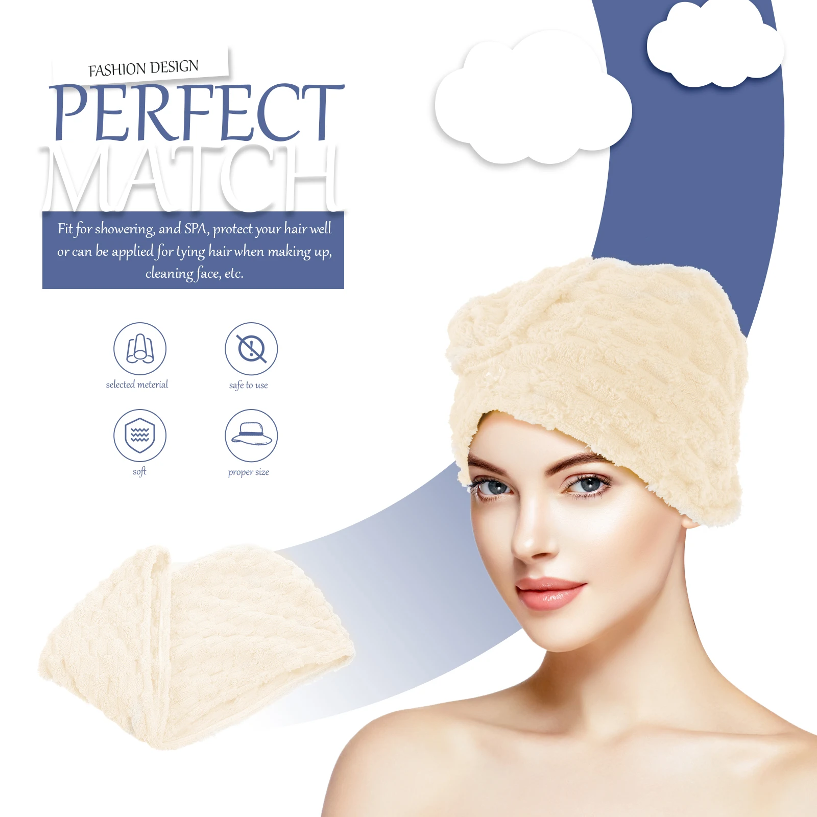 

Shower Cap Thickened Absorbent Hair Dryer Towel Wrap after for Wet Scarf Fast Drying Towels White Miss