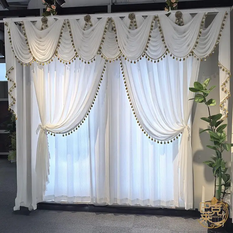 

Warm Impermeable Veil Curtains for Living Dining Room Bedroom Floor Windows Chiffon Luxury Villa Blackout Customize