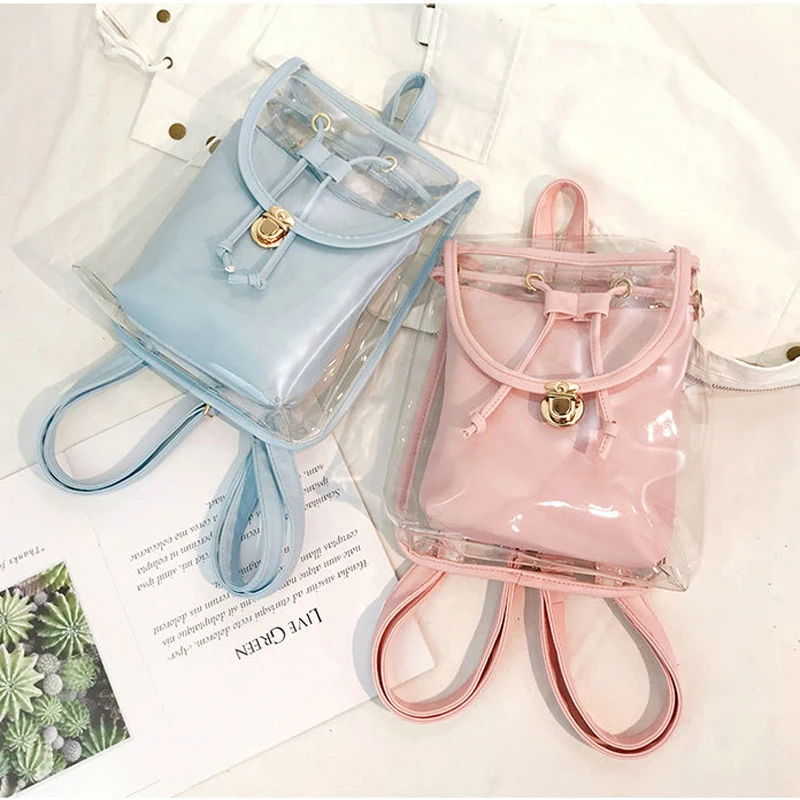 YUECIMIE Mini Fashion Women Backpack PVC Designer Girl Clear Transparent Bag Jelly Travel Backpack For Lady Female Shoulder Bag