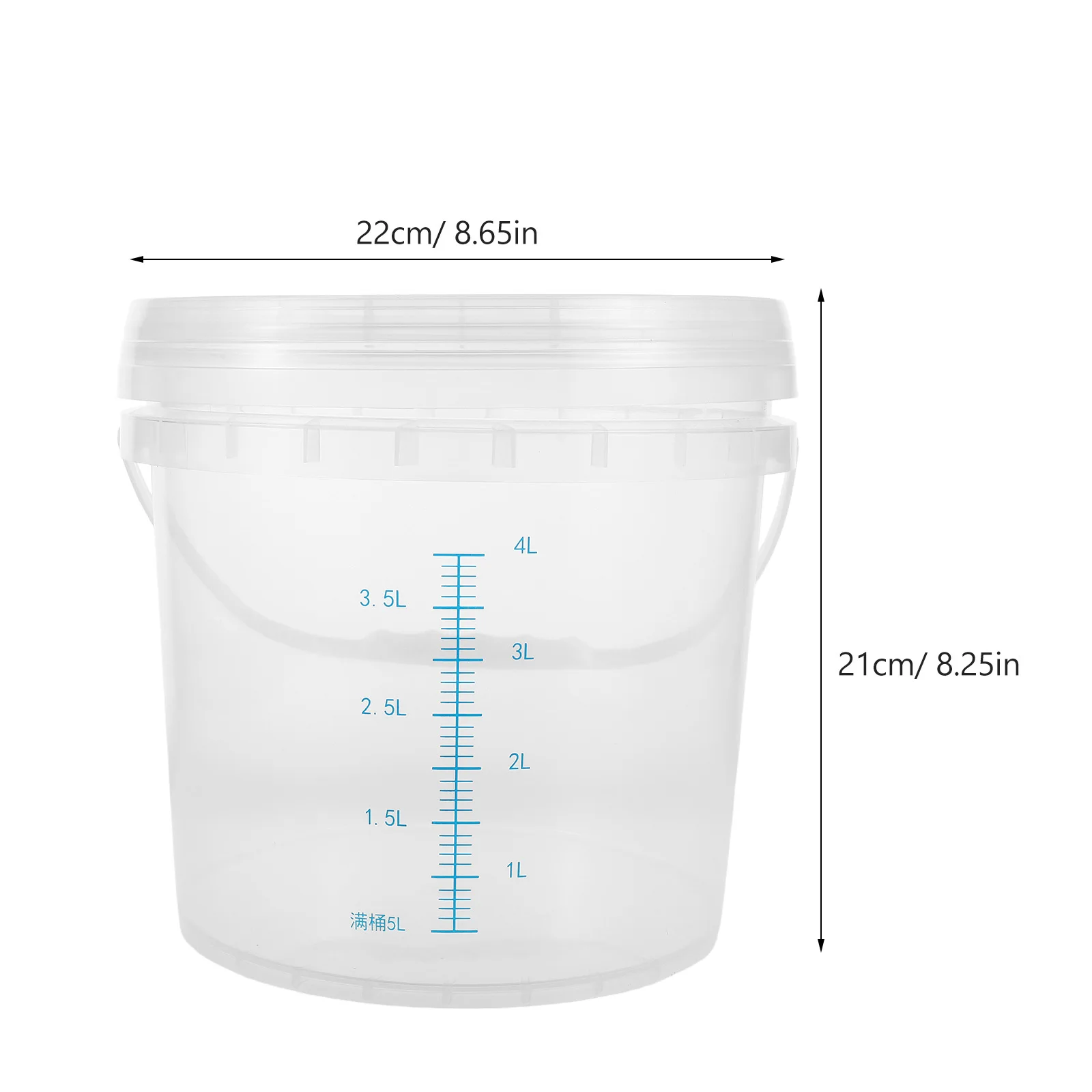 1pcs 5L Clear Food Grade Plastic Bucket With Handle Leakproof Measuring Container For Medical Household Use Durable Thickened