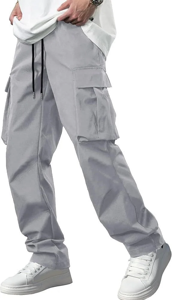 Herren Saisonale Weite Arbeitshose mit Langem Bund und Mehreren Taschen, Einfarbige Hose, Lässige Outdoor-Sport- und Urlaubsgeschenke – Detail 6