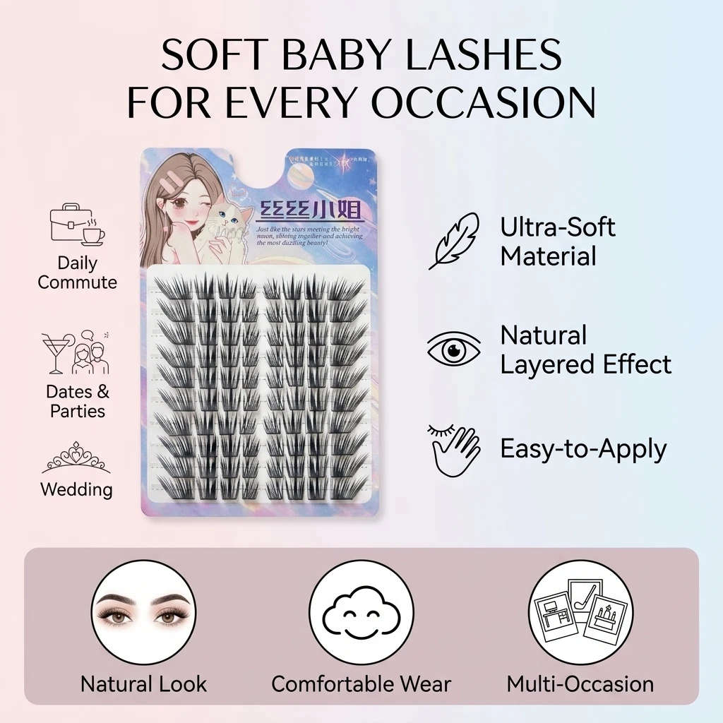 10 Reihen Wispy Wimpernverlängerungen, natürlicher Look, künstliche Wimpern für das tägliche Make-up, C-Curl, gemischte Länge 9-13 mm, synthetische Fasern. – Detail 8