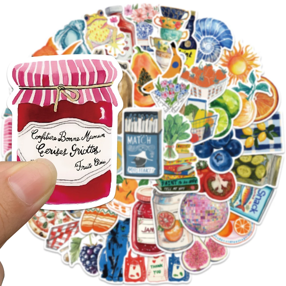 50pcs Retro Watercolor Style Cartoon Graffiti Sticker For bottle Laptop Computer Guitar Scrapbook Phone Decals Sticker