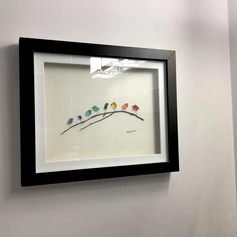 1 peça de resina e madeira flutuante imagem arco-íris pássaro decoração de parede para quarto e sala de estar 12 polegadas
