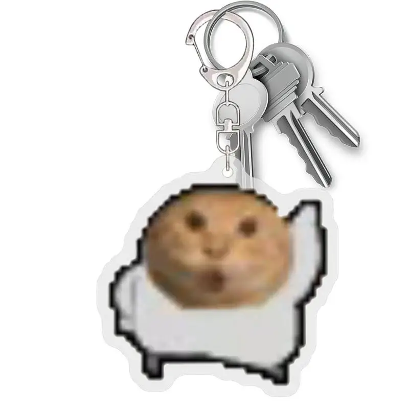 Cat Keychain Round Head Acrylic Cat Meme Keychain Small Animals Pendant for Teens Kids Adults Daily Travel Parties Birthday