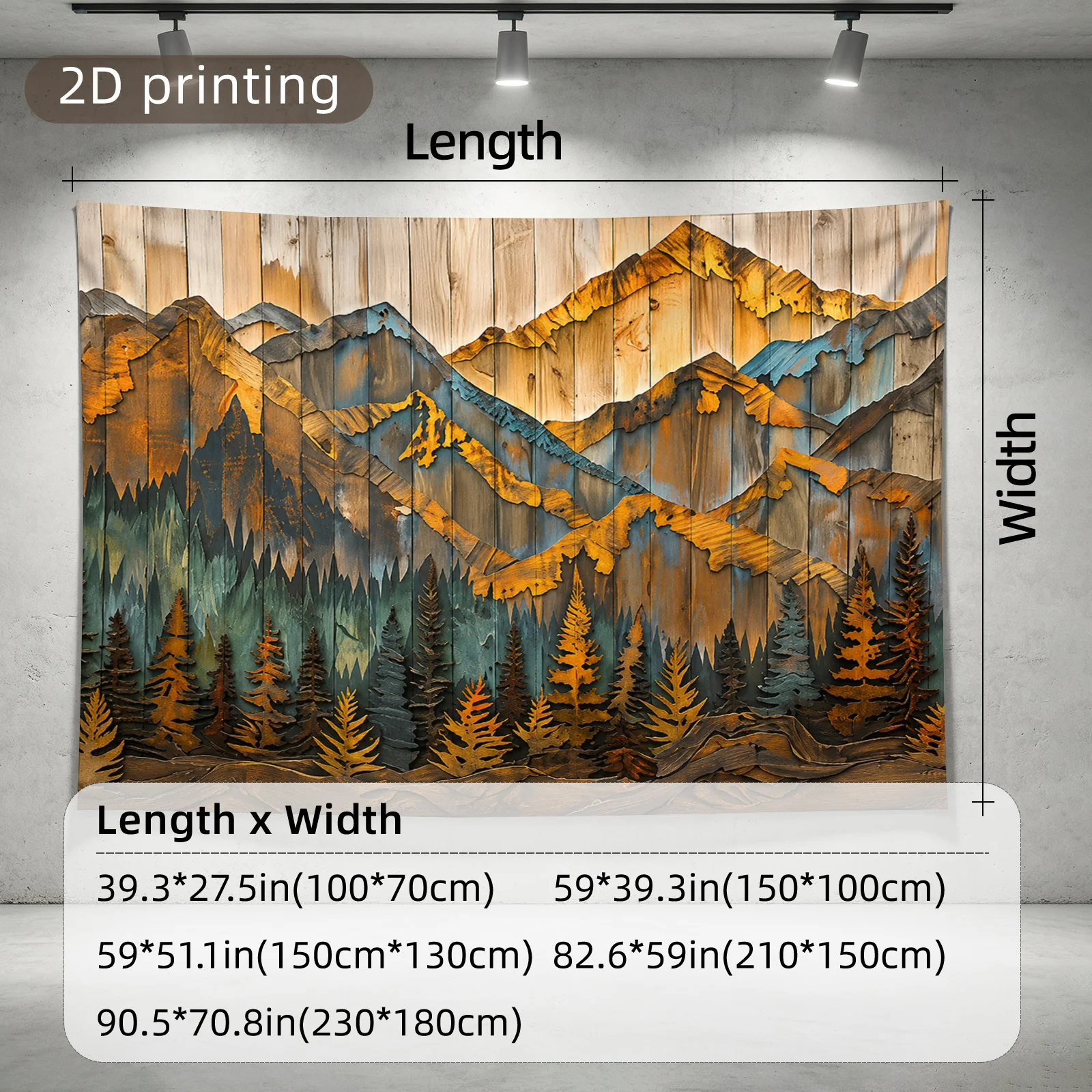 Premium Large Mountain Forest Landscape Tapestry Wall Decor Polyester Print Rustic Wilderness Alpine Cabin Style Indoor Home Roo