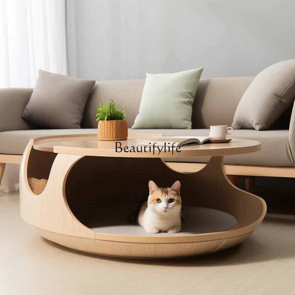 

People and cats share coffee table furniture autumn and winter semi-closed removable and washable cat nest