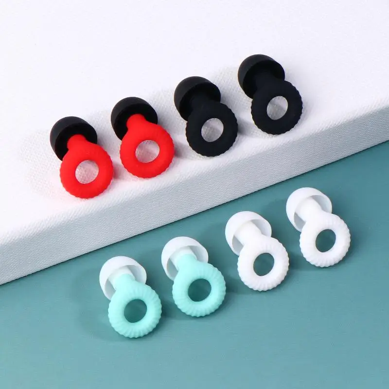 1Set Ultra Sottile Forma di Anello Aiuto Per Il Sonno Tappi Per Le Orecchie Impermeabile Nuotare Tappi Per Le Orecchie Concerto Protezione Dell'udito Riutilizzabile Tappi Per Le Orecchie In Silicone