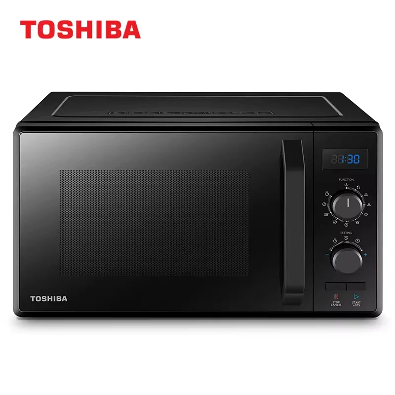 Toshiba MW2-AG23P(BK) 3-in-1 Microwave Oven with Grill and Combination Hob, 23 L, Rotating Plate Timer, Built-in LED Lights