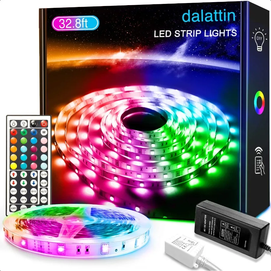 

Светодиодные ленты dalattin 32,8 фута, светодиодные ленты RGB для спальни, меняющие цвет, украшение для спальни, комнаты, вечеринки, Хэллоуина, декабрь