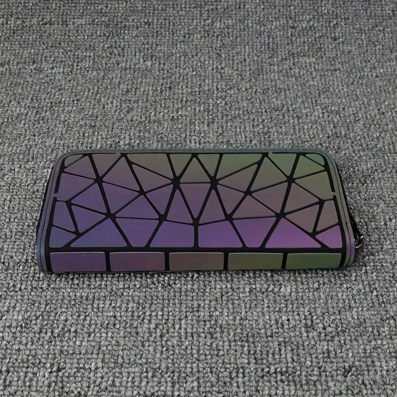 جديد السيدات مضيئة المحفظة اثنين أضعاف سستة المحفظة المحافظ النساء محافظ هندسية بطاقة الائتمان حقيبة الأزياء محفظة نسائية للعملات المعدنية
