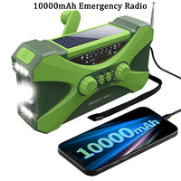 10000mAh Emergency Radio Solar Hand Crank Dynamo Radio FM AM WB NOAA Weather Radio LED Flashlight SOS Alarm Power Bank Speaker