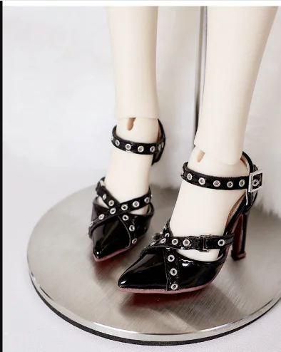 D09-P851 ręcznie robione zabawki dla dzieci 1/4 DFH MSD MDD buty dla lalek bjd czerwono-czarne szpiczaste buty na wysokim obcasie 1 para