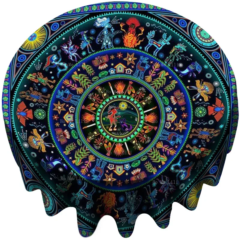 Zeedieren en vuurhout mensen in de cirkel tafelkleed van Ho Me Lili voor tafelbladdecor