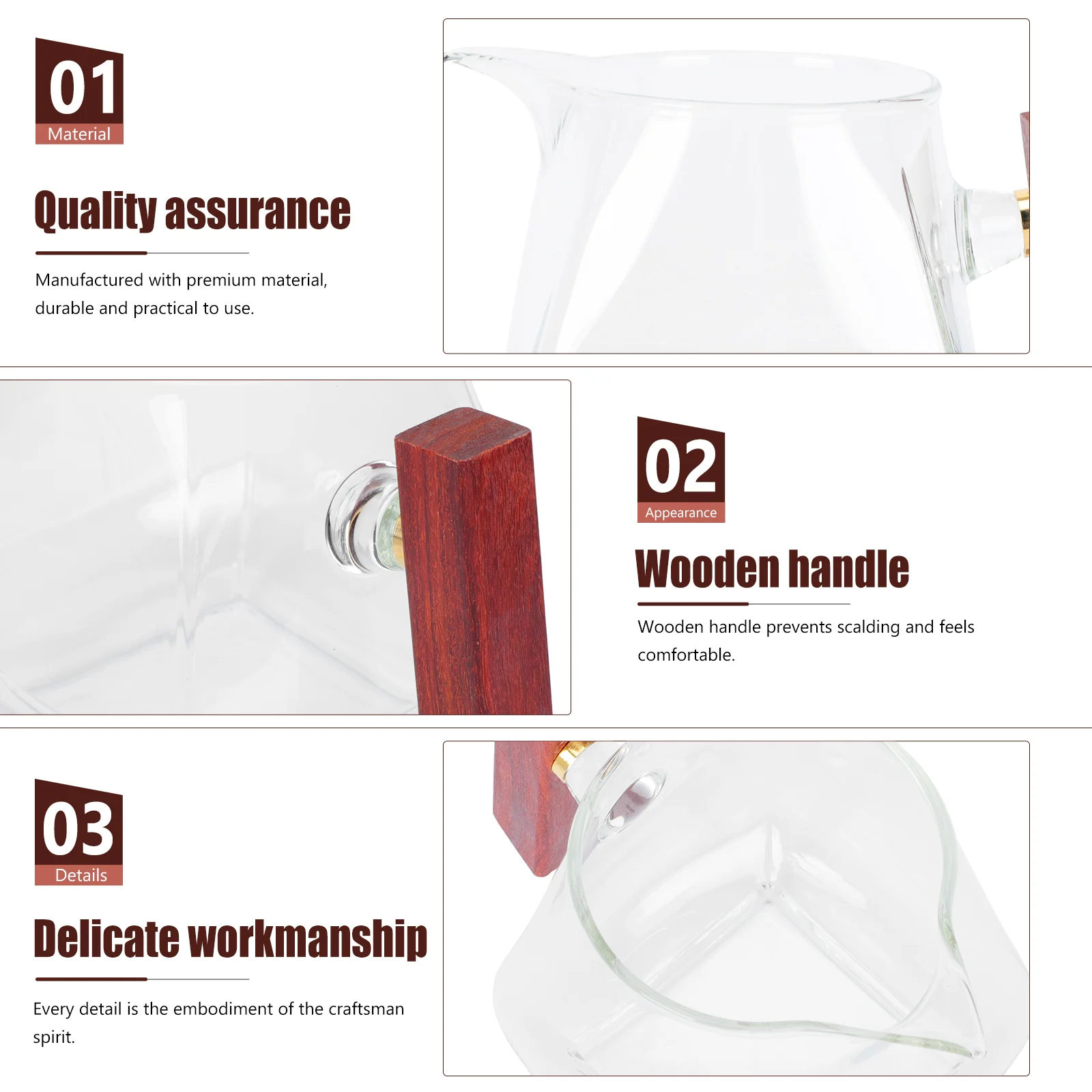 

Wooden H Fair Cup Heat Resistant Tea Dispenser Public Teacup Transparent Pot Household Tea Ware Set Japanese Style