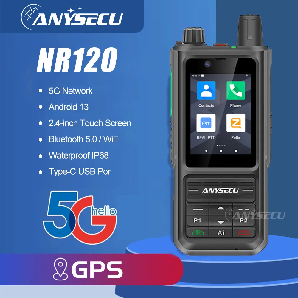ANYSECU NR120 5G Walkie Talkie Smartphone IP68 3GB 32GB 2.4-inch Touchscreen 5000mAh Global Frequency Band Phone Dual Camera