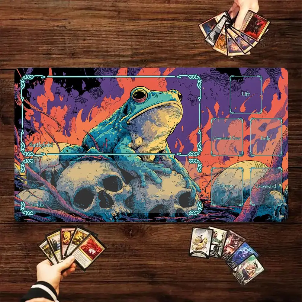 Ukiyo-e style frog and skeleton Magic Card Battle Mat MTG Playmat Anti-slip Base gathering gaming mats Board Game Mat for TCG