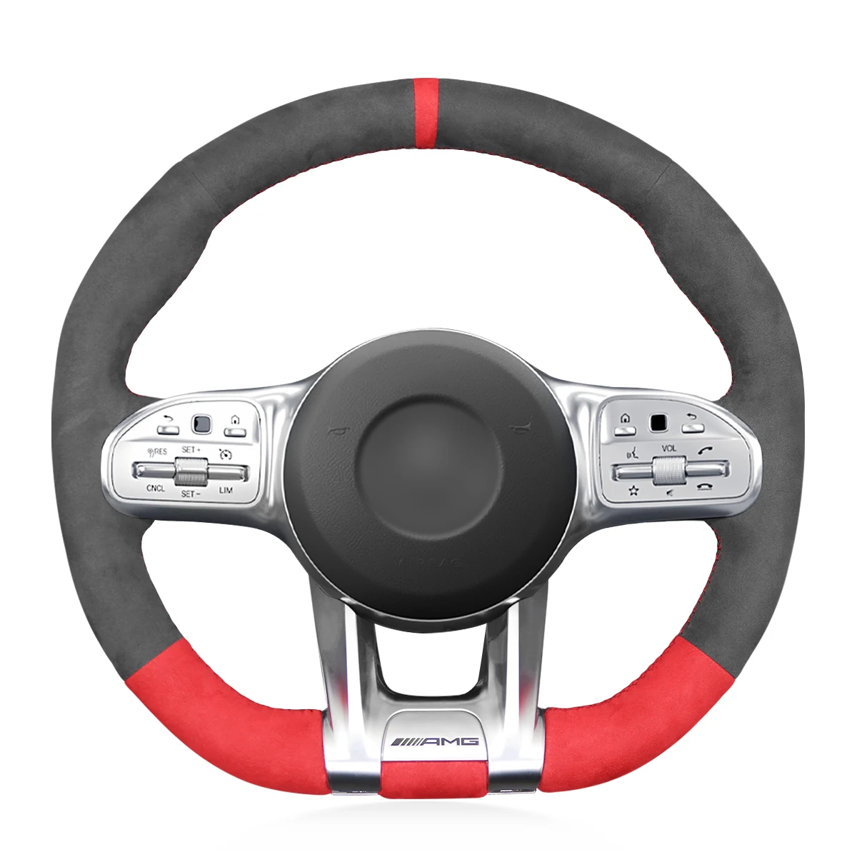 

Mewant Black Alcantara Car Steering Wheel Cover for Mercedes-Benz AMG A35 GT C63 Coupe C43 C63 C63S CLA35 CLA45 CLS53 E53 E63