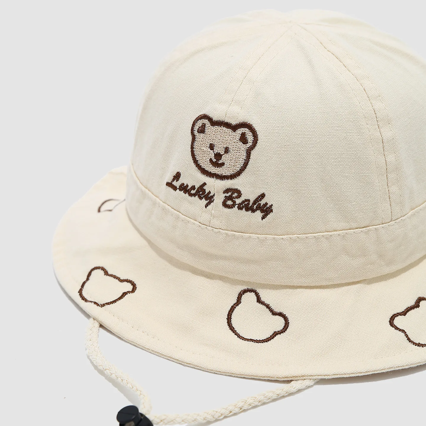 2026 Cute Cartoon Bear Baby Bucket Hat Summer Outdoor Baby Boys Girls Fisherman Hats Solid Color Infant Toddler Basin Cap view 5