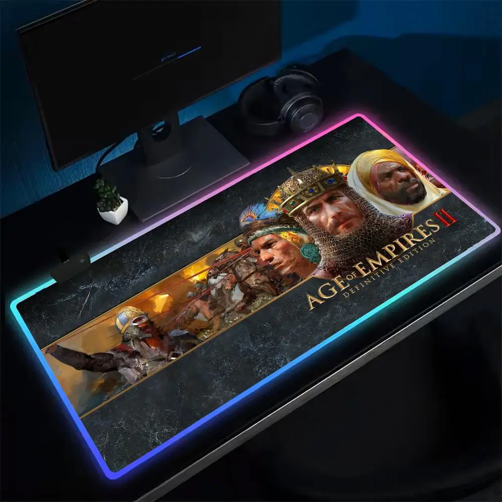 CoolAge Of Empires Mouse Pad Anime Gaming Mouse Pad LED Table Pads Backlit Rubber Desktop XXL RGB Desk Mats