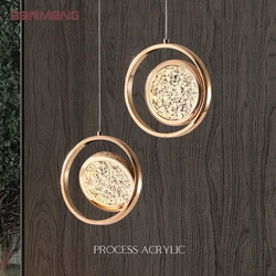 Nordic Modern LED Pendant Light Gold Acrylic Chandelier Creativity Hanging Lamp Indoor Home Loft Bedroom Bedside Study Stairs