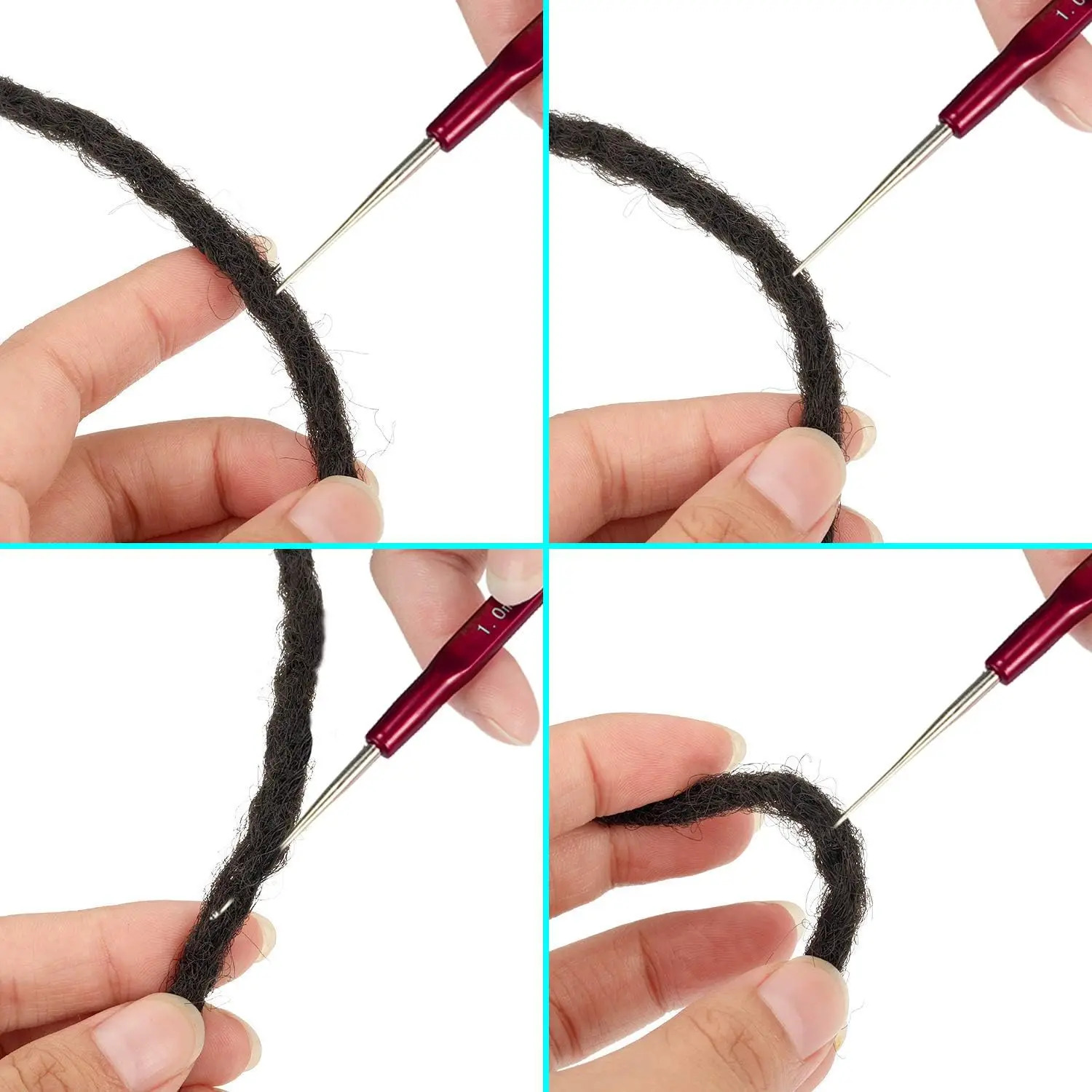 14 قطعة خطاف كروشيه Dreadlock للشعر مقبض من الخيزران المتين Locs إبرة كروشيه قفل بخطاف كروشيه للشعر المستعار جديلة جديلة الحرفية