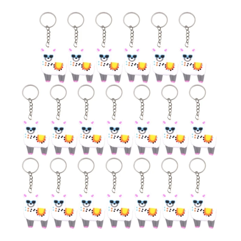 Pack of 20 Alpacas Keychains Cartoon PVC Soft Bag Charm Key Pendant Suitable for School Carnival Rewards and Party