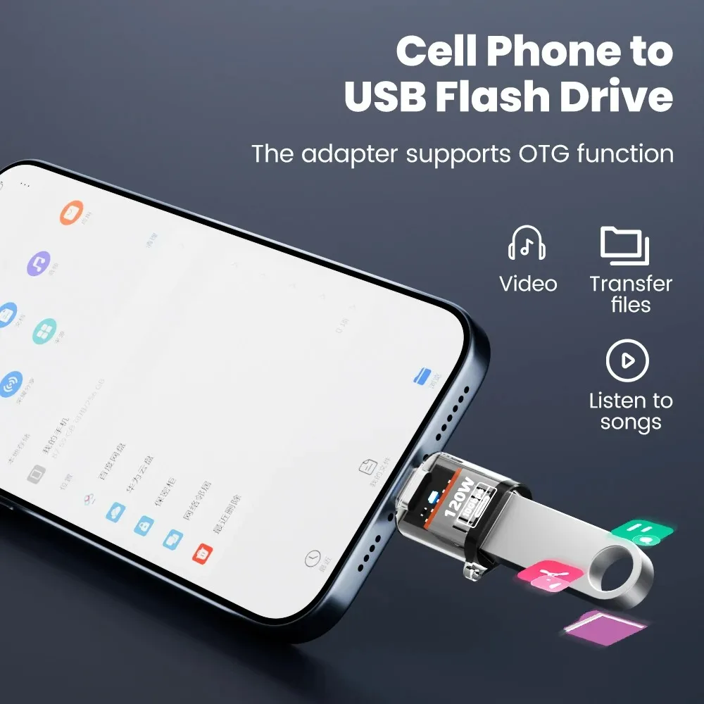 120 واط USB C OTG شحن سريع USB 3.2 إلى نوع C محول محول 10 جيجابايت نقل الصوت للبيانات عالية السرعة آيفون شاومي سامسونج #6
